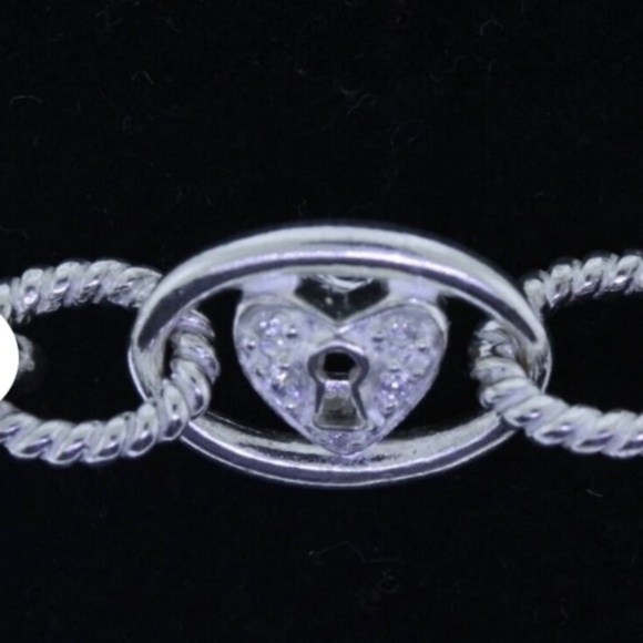 Judith Ripka Sterling Twisted Cable Necklace w/ CV accents PLUS CV Heart Pendant - Picture 2 of 6